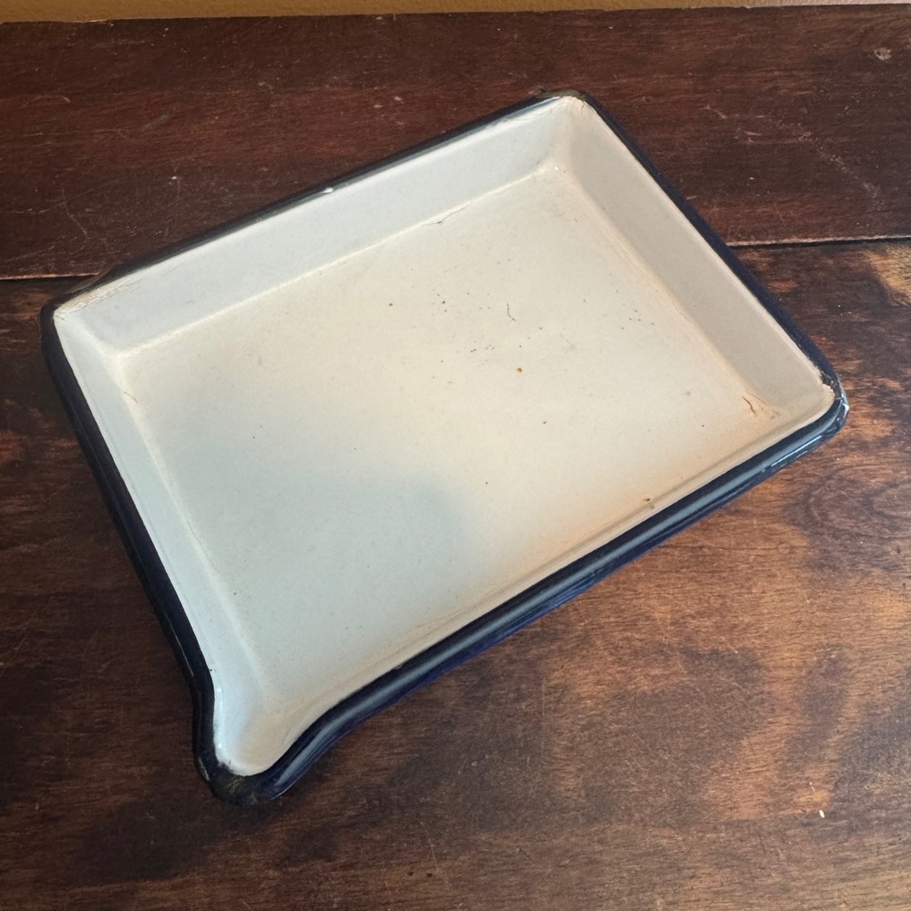 Vintage White Enamelware Tray Montauk Germany‎ Medical Distressed